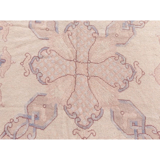 Contemporary Aubusson Design Beige and Blue Needlework Rug by Doris Leslie Blau For Sale In New York - Image 6 of 7