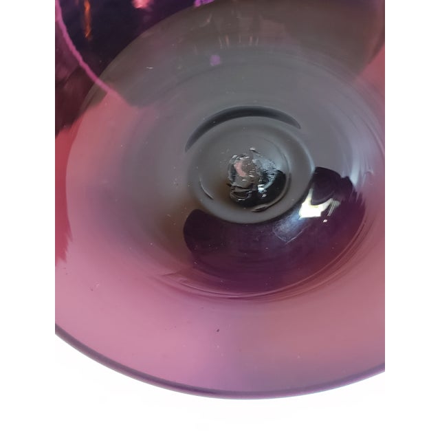 Vintage Murano Glass Amethyst Tazza Compote Bowl Attr Salviati For Sale - Image 10 of 18
