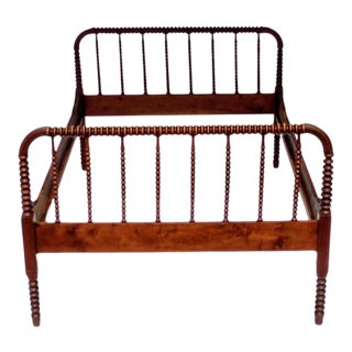1850 American-Made Walnut Spool Spindle Double-Size Bed For Sale