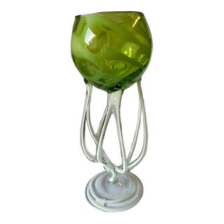 1960s Mid-Century Modern Krosno Jozefina Polish Hand Blown Octopus Bowl For Sale
