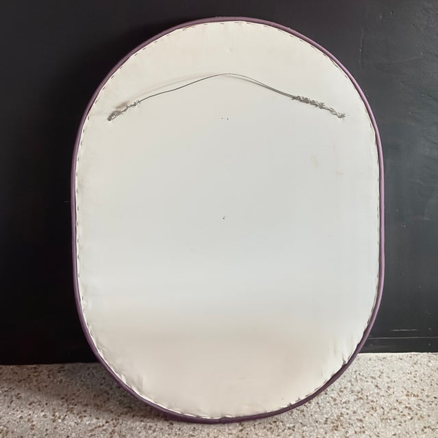 Glass Fabulous Custom-Made Mauve Ruched Silk Taffeta Oval Wall Mirror For Sale - Image 7 of 9