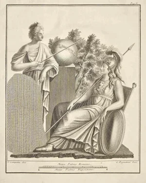Vincenzo Campana, Ancient Roman Fresco Herculaneum, Etching, 18th Century