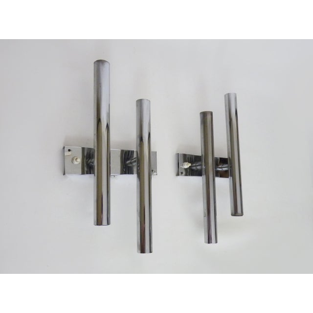 Gaetano Sciolari Four-Light Wall Sconces in Brushed Metal from Maison Sciolari. Italy, 1970s For Sale - Image 4 of 9