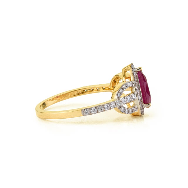 Not Yet Made - Made To Order Luxury Mozambique Ruby & Diamond Statement Ring in 14k Yellow Gold Size 4 For Sale - Image 5 of 14