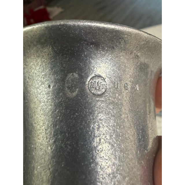 Metal 1970s Wilton 4 12 Oz. Pewter French Horn Noggin Beer Stein Mugs With Tray - 5 pcs For Sale - Image 7 of 12