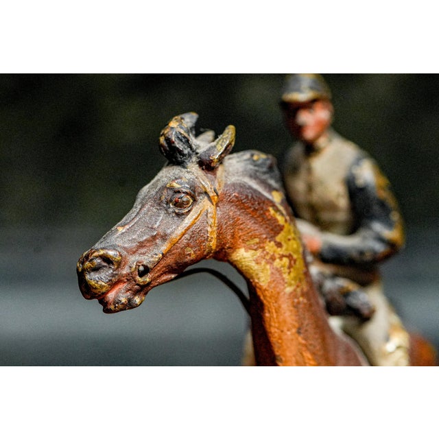 Metal Exquisite Miniature Antique Austrian Cold Painted Bronze Polo Player on Horse Sports Statue Sculpture For Sale - Image 7 of 18