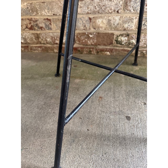 1960s Arthur Umanoff Rush, Iron, and Walnut Slat Swivel Chair For Sale - Image 10 of 12