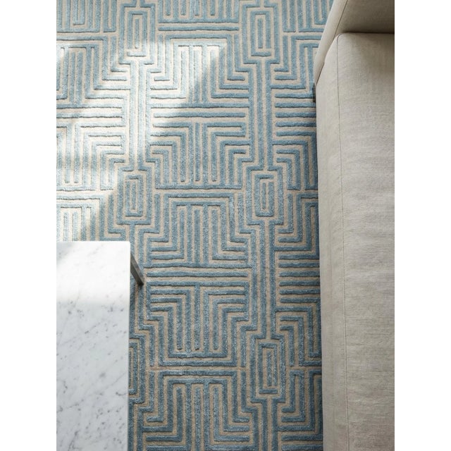 Contemporary Knossos Hand-Tufted Maze Rug, Sky Blue, 9x12 For Sale - Image 3 of 4