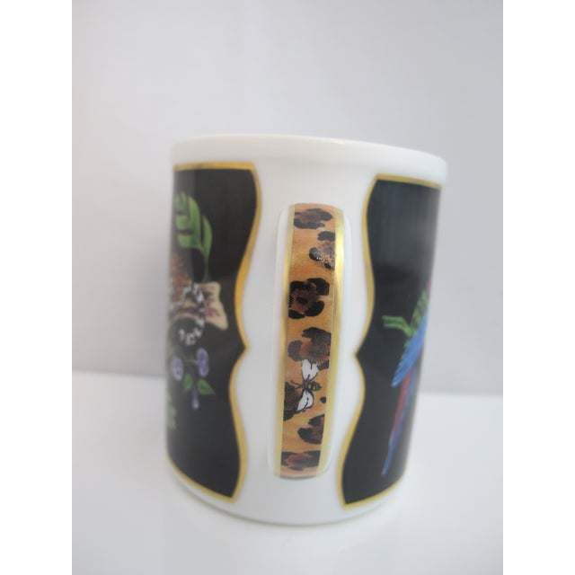 Ceramic Lynn Chase Leopard Cat Design Jaguar Jungle Porcelain 24k Gold Coffee Mug Cup For Sale - Image 7 of 10