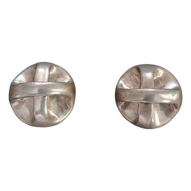 1980s Post Modern Robert Lee Morris Oversize X Clip-on Earrings, a Pair For Sale