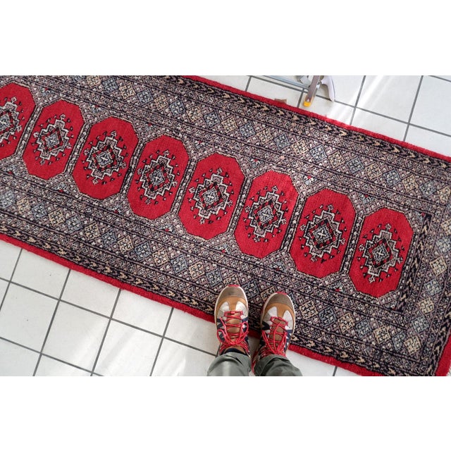 1950s, Mid-Century Vintage Uzbek Bukhara Style Wool Runner 2.8' X 7.9' For Sale In New York - Image 6 of 12