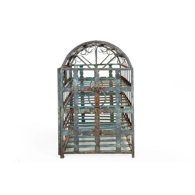 Antique French Wrought Iron Chest Wine Storage Rack for 28 Bottles For Sale - Image 4 of 12