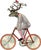 Reindeer on Bicycle Porcelain Platter 12.5" x 12.5" no markings and not signed