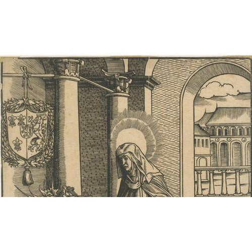 Circle of Hans Burgkmair the Elder, Saint Radegonde Exorcising a Demon, 1516, Woodcut For Sale - Image 6 of 9