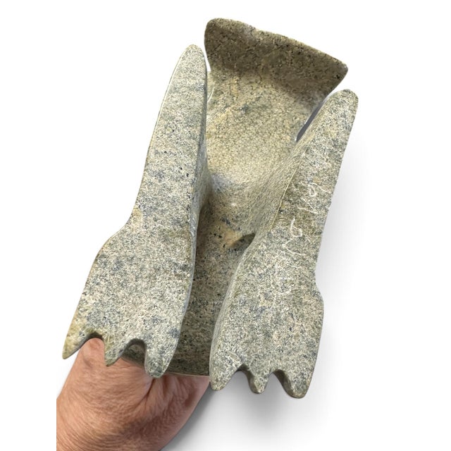 A beautifully expressive vintage Inuit hand-carved soapstone duck sculpture, attributed to the Inukjuak (formerly Port...