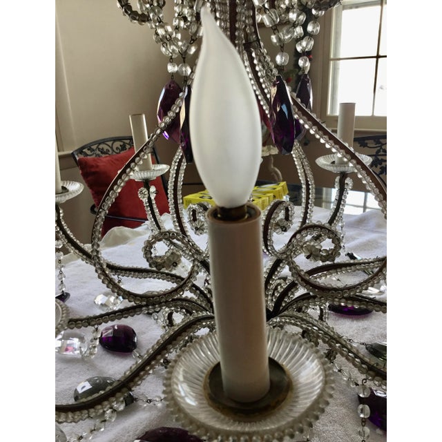 Crystal Chandelier, Transitional Elegance, 10 Arm Candle Style Lights, 35 Crystals For Sale - Image 4 of 9