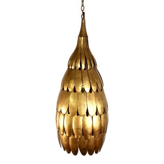 1960's Gilded Italian Tole Scaled Pendant For Sale