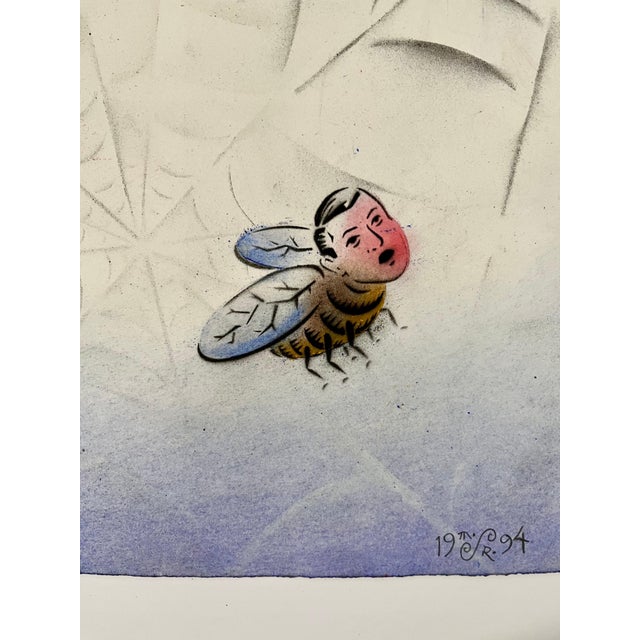 Mason RaderAbstract Surrealist Spray Paint Mixed Media The Web Mason Rader, 1995 For Sale - Image 4 of 7