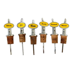 Midcentury Liquor Pourers, 6 Pieces