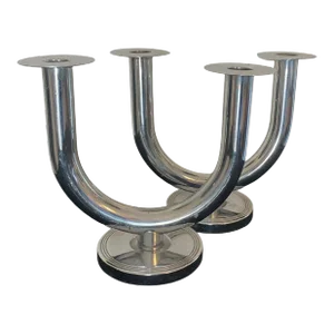 1930s Art Deco Chase by Walter Von Nessen "Taurex" U-Shaped Candlestick Holders- a Pair