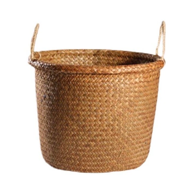 Handmade Round Straw Storage Basket With Handles (Large) Chairish