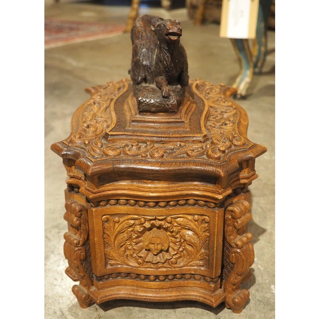 Late 19th Century Well Carved French Oak Coffret Jewel Box, Circa 1890 For Sale - Image 5 of 14