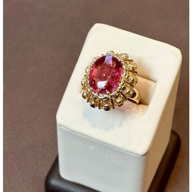 6 Carat Oval Cut Natural Pink Tourmaline 14 Karat Yellow Gold Ring For Sale - Image 18 of 18