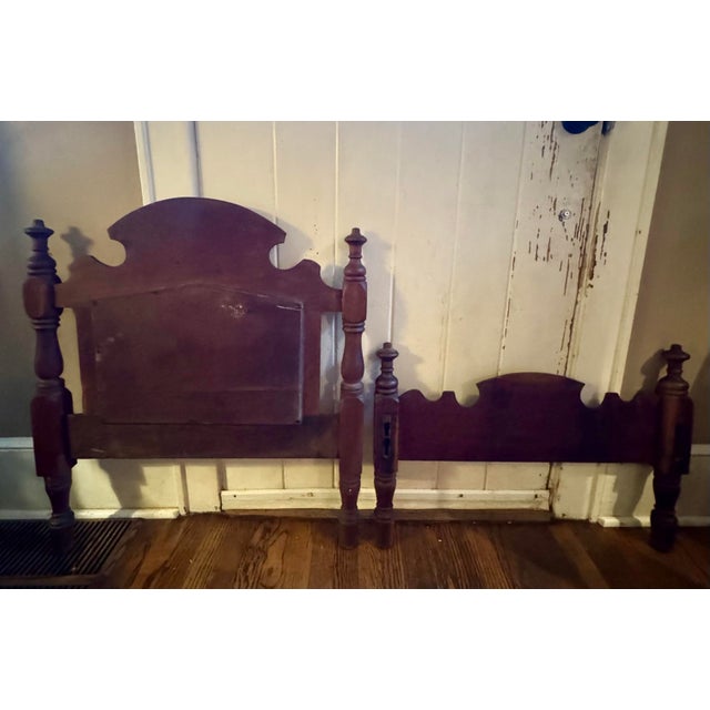 Late 19th Century 1870s Renaissance Revival Solid Walnut Headboard & Footboard Set | Architectural Salvage & Photography Prop For Sale - Image 5 of 5