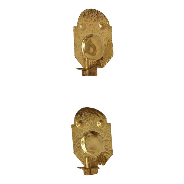 Mid-Century Swedish Brass Sconces, Set of 2 For Sale