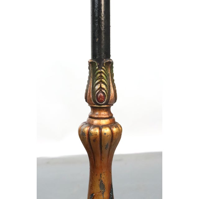 Period Mid 20th CenturyRestored Art Nouveau Reverse Painted Shade Brass Floor Lamp For Sale - Image 14 of 15