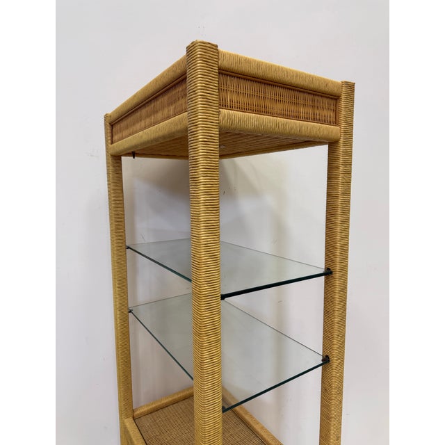 1980s Mid Century Henry Link Wicker Etagere With Storage For Sale - Image 11 of 12