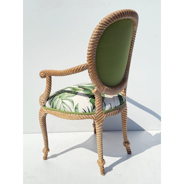 1980s Pair of Faux Bois Tropical Regency Rope and Tassel Arm Chairs For Sale In Los Angeles - Image 6 of 12