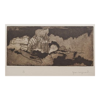 Mid 20th Century Abstract Sepia Etching For Sale