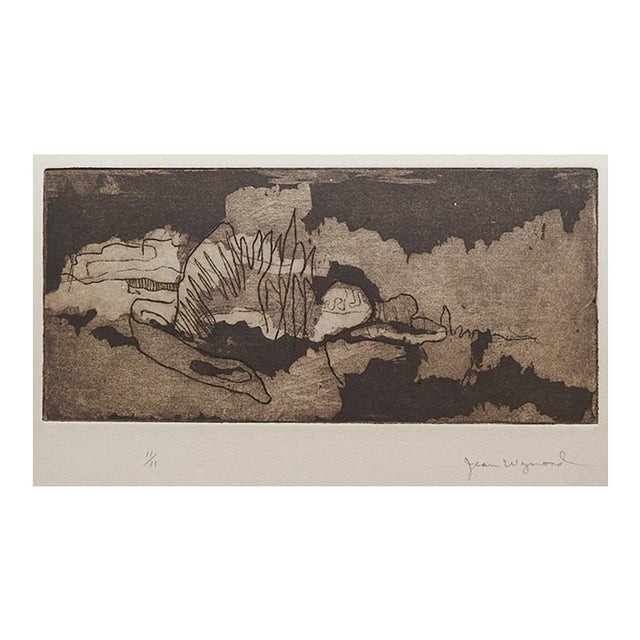 Mid 20th Century Abstract Sepia Etching For Sale