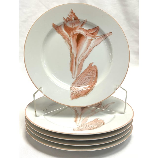 White Vintage Fitz & Floyd Japan 'Coquille' Ceramic Salad Plates- Set of 5 For Sale - Image 8 of 13