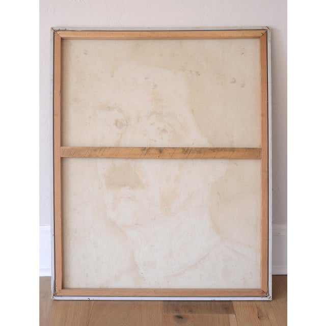 Vintage 80s Postmodern Man Portrait Painting For Sale - Image 9 of 9