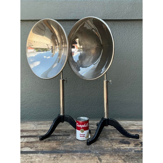Vintage Ventral Scientific Company Machine Age Labratory Industrial Reflectors - A Pair For Sale - Image 4 of 12
