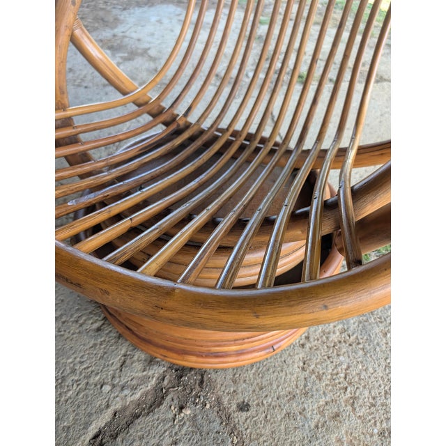 Mid-Century Modern Organic Bentwood Rattan Swivel Tub Chair For Sale - Image 4 of 18
