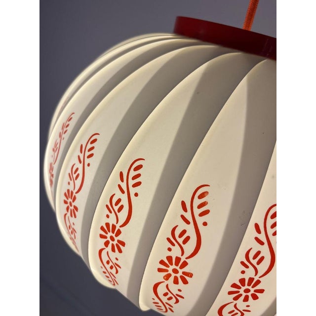 Pendant Lamp with Red Floral Details by Lars Schiøler For Sale - Image 10 of 11