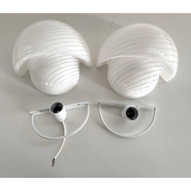 Italian Murano Swirl Glass Mushroom Wall Sconces from De Majo, 1970s, Set of 2 For Sale - Image 7 of 13