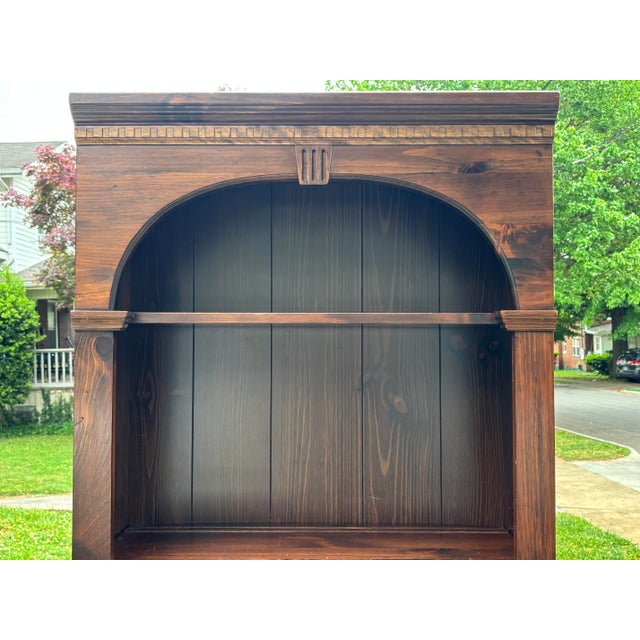 Brown 1970s Ethan Allen Antiqued Pine Old Tavern Bookcase For Sale - Image 8 of 11