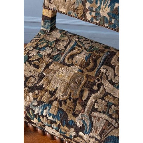 17th Century Louis XIII French Side Chair with Tapestry from Aubusson For Sale - Image 9 of 12