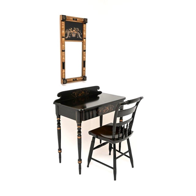 A smart and very well made antique Hitchcock vanity desk with chair and mirror. These were made in the USA by the...
