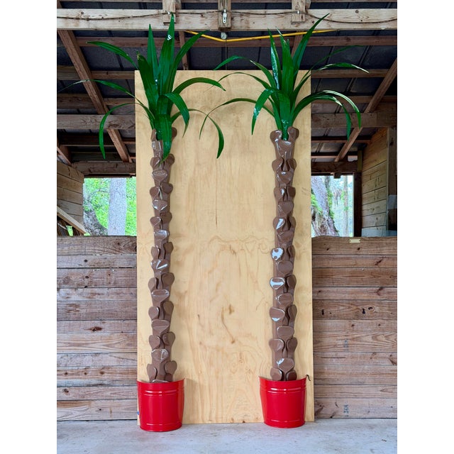 Monumental Sculptural Architectural Custom Metal Tole Palm Tree Wall Installations-Pair For Sale - Image 12 of 12