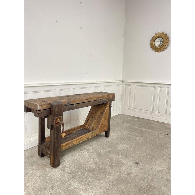 Industrial Workbench in Oak, 1920s For Sale - Image 3 of 10