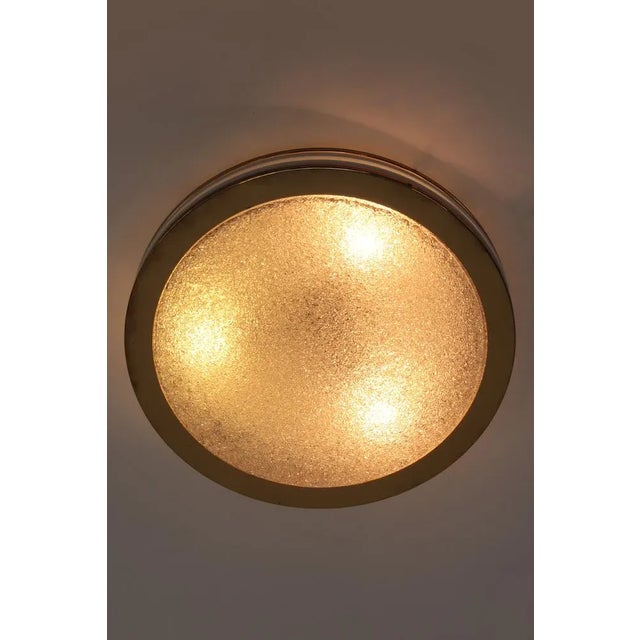 Mid-Century Modern Vintage Ice Glass and Metal Ceiling Lamp from Doria Leuchten, Germany, 1960s For Sale - Image 3 of 12