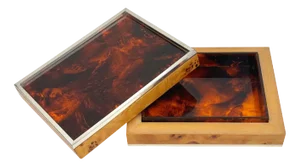 Burl Wood & Tortoiseshell Effect Acrylic Box, Italy, 1970s
