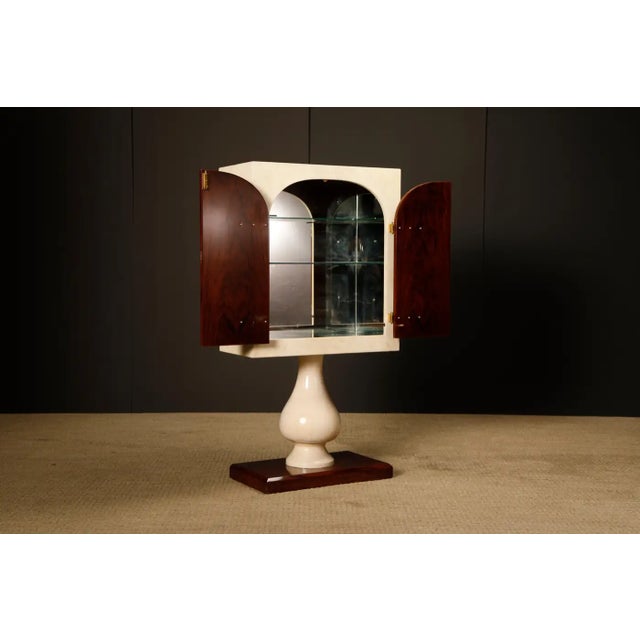 1950s Aldo Tura Lacquered Goatskin, Rosewood and Brass Italian Bar Cabinet, 1950s For Sale - Image 5 of 18
