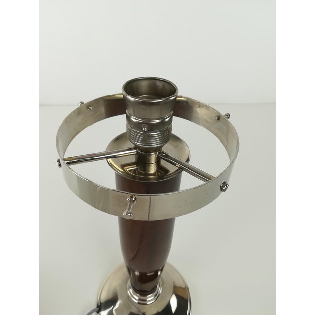 Brown Art Deco Wood and Glass Table Lamp, France, 1930s For Sale - Image 8 of 11