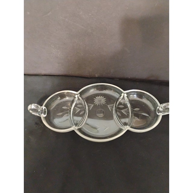 1930s Martinsville 5 Section Etched Glass Tray For Sale In Tampa - Image 6 of 6